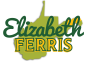 Campaign logo reading Elizabeth Ferris over a green silhouette of West Virginia with green and gold lettering.